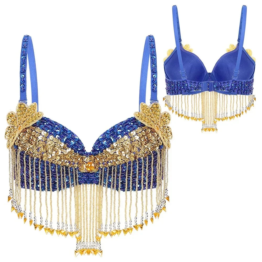 Beaded Coin Tassel Belly Dance Bra | Adjustable | Belly Dance & Stage | One Size