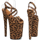 9-Inch Leopard Print Platform Sandals - Suede High Heel Performance Shoes