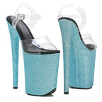 9-Inch Glitter Platform Heels - Sparkle Slip-On Sandals