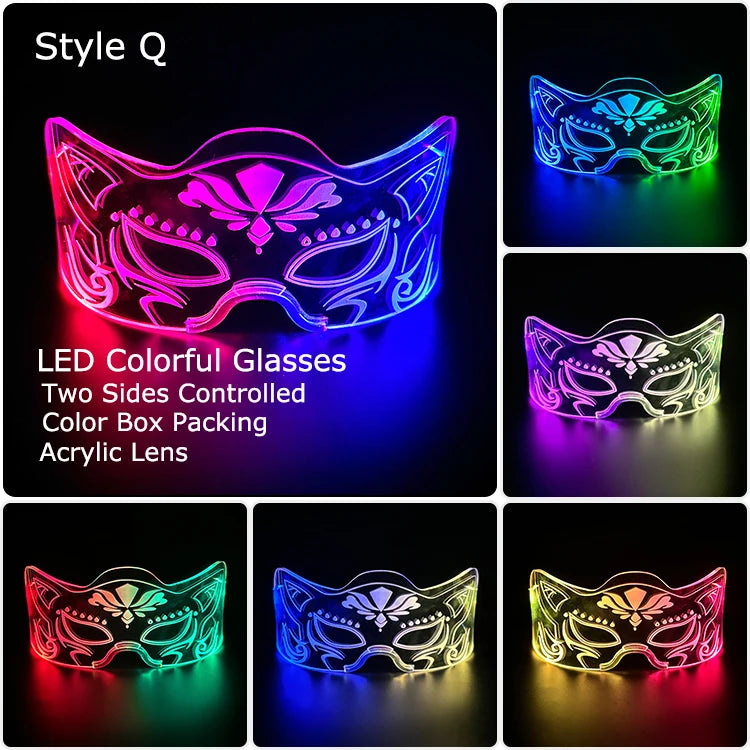 LED Acrylic Visor Glasses | 12-Mode Light-Up Rave Eyewear
