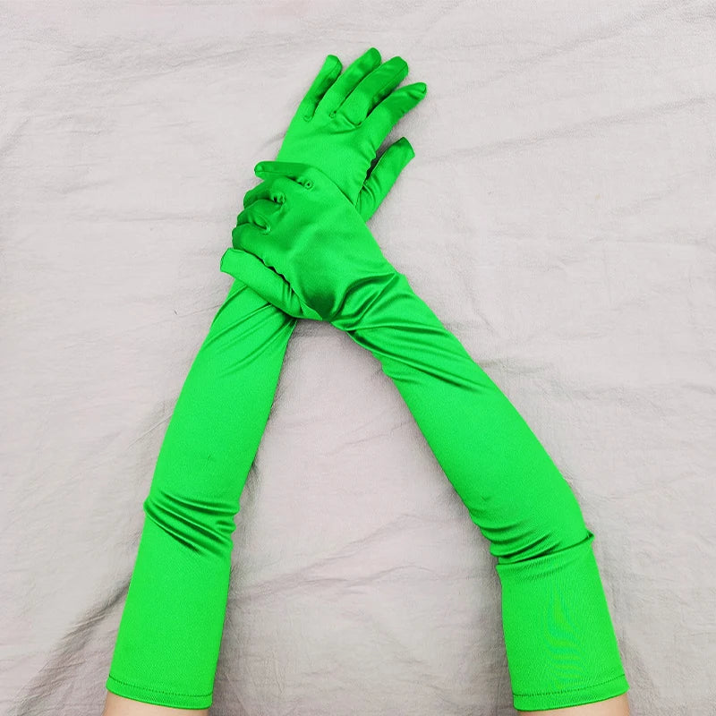 Elbow-Length Satin Gloves | Stagewear