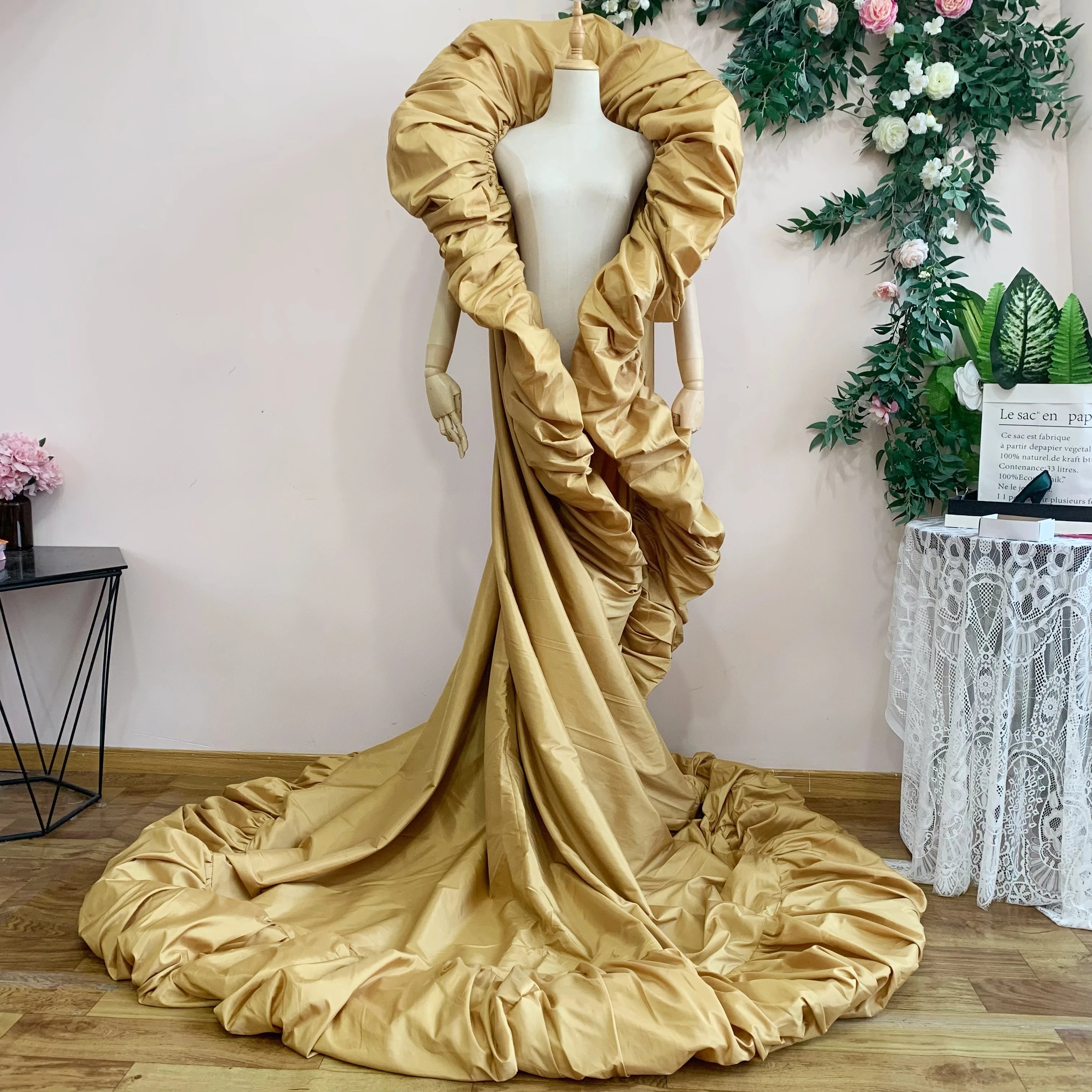 Ruffled Taffeta Cape | Drag Pageant Cloak | High Collar | 230cm