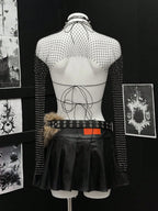 Rhinestone Mesh 2-Piece Set - Crop Top & Sheer Cover-Up