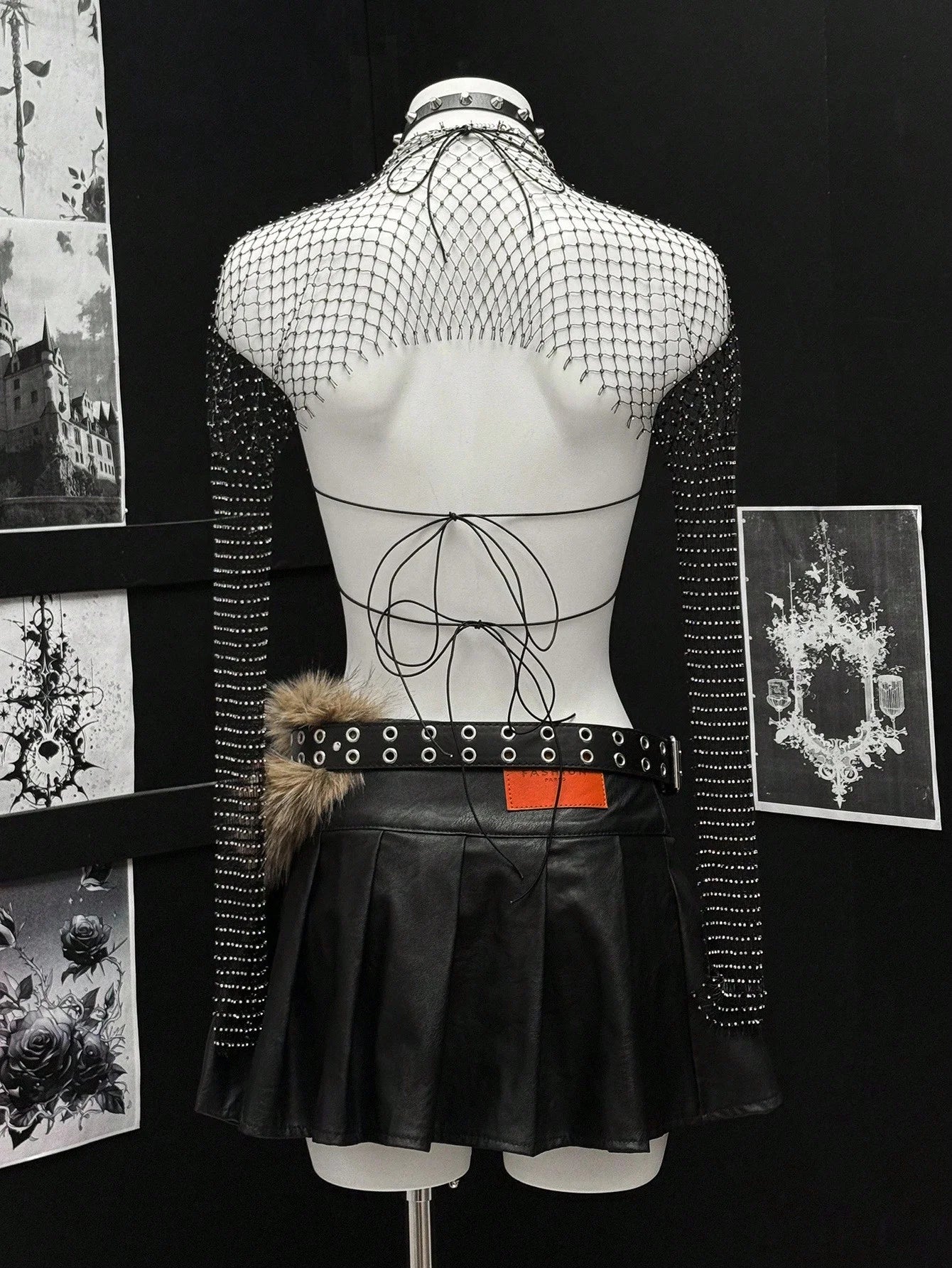 Rhinestone Mesh 2-Piece Set - Crop Top & Sheer Cover-Up
