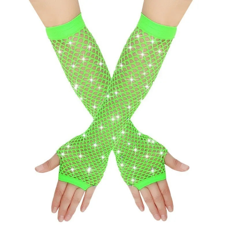 Rhinestone Fishnet Gloves | Fingerless