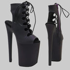 9-Inch Holographic Ankle Boots - Light-Up Pole Dance Heels