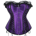 Purple Satin Overbust Corset | Lace-Up Boned Bustier