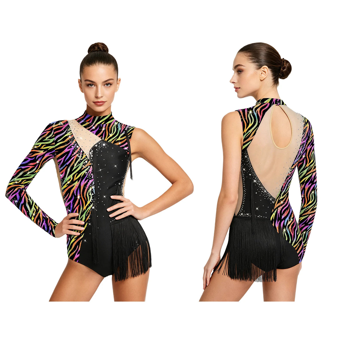 Prism Rhinestone Long-Sleeve Performance Leotard