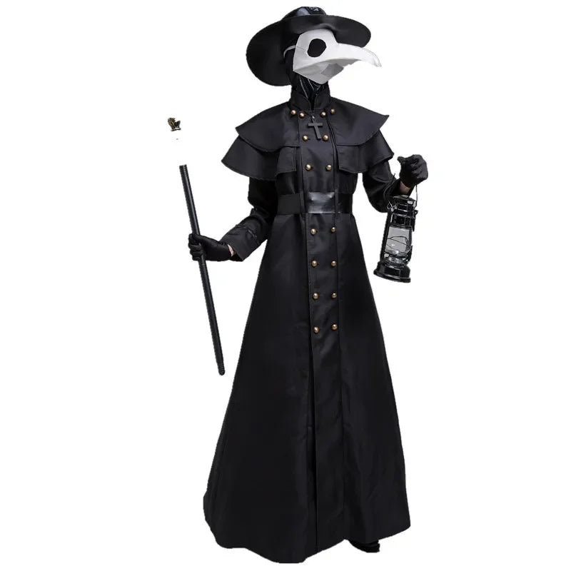 Plague Doctor Hooded Robe Costume | Medieval Cloak | S–5XL