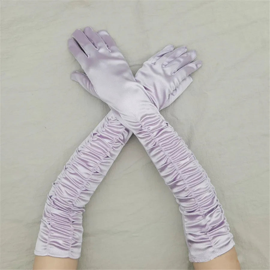 Long Satin Opera Gloves - Dance & Performance Stretch Gloves