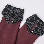 Jacquard Trench Coat | Gothic Medieval | Black & Maroon