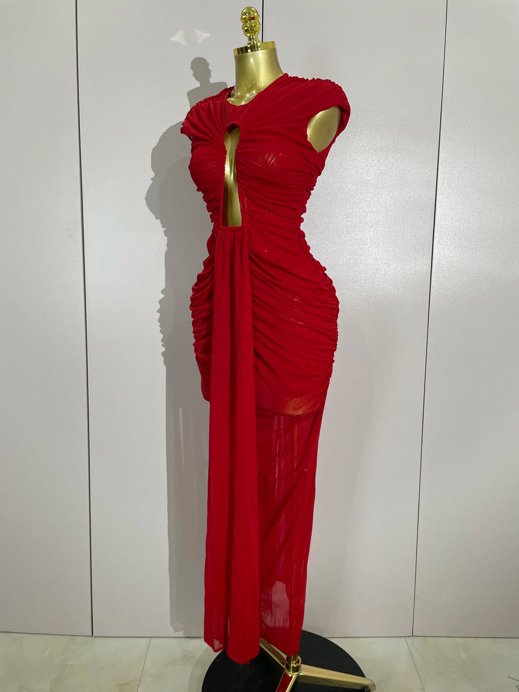 Hollow-Out Mesh Bodycon Maxi Dress | Stage & Performance