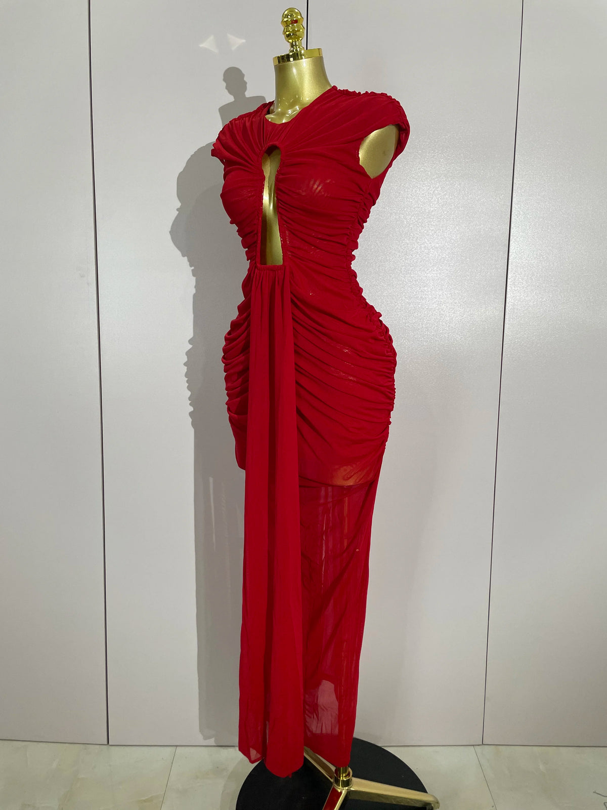 Hollow-Out Mesh Bodycon Maxi Dress | Stage & Performance