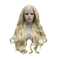 26" Platinum Blonde Wavy Lace Front Wig - Heat Resistant Synthetic Wig for Performers