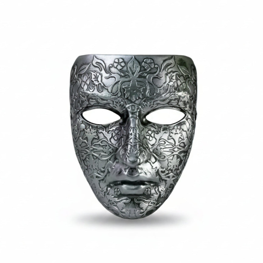 Silver Full-Face Resin Mask | Textured & Smooth | Cosplay
