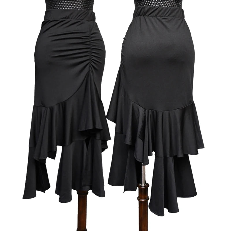 Latin Dance Ruffle Skirt | High-Low Hem | Salsa & Competition
