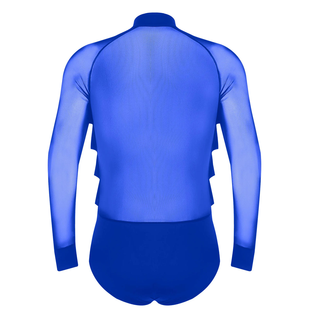 Men's Latin Dance Bodysuit | Mesh Sleeves | Ruffle V-Neck