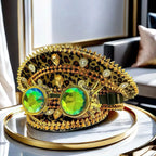 Steampunk Captain Hat | Leopard Print & Gold Goggles | Size 58/59