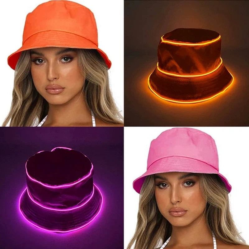 LED EL Wire Glow Bucket Hat | 7 Colors