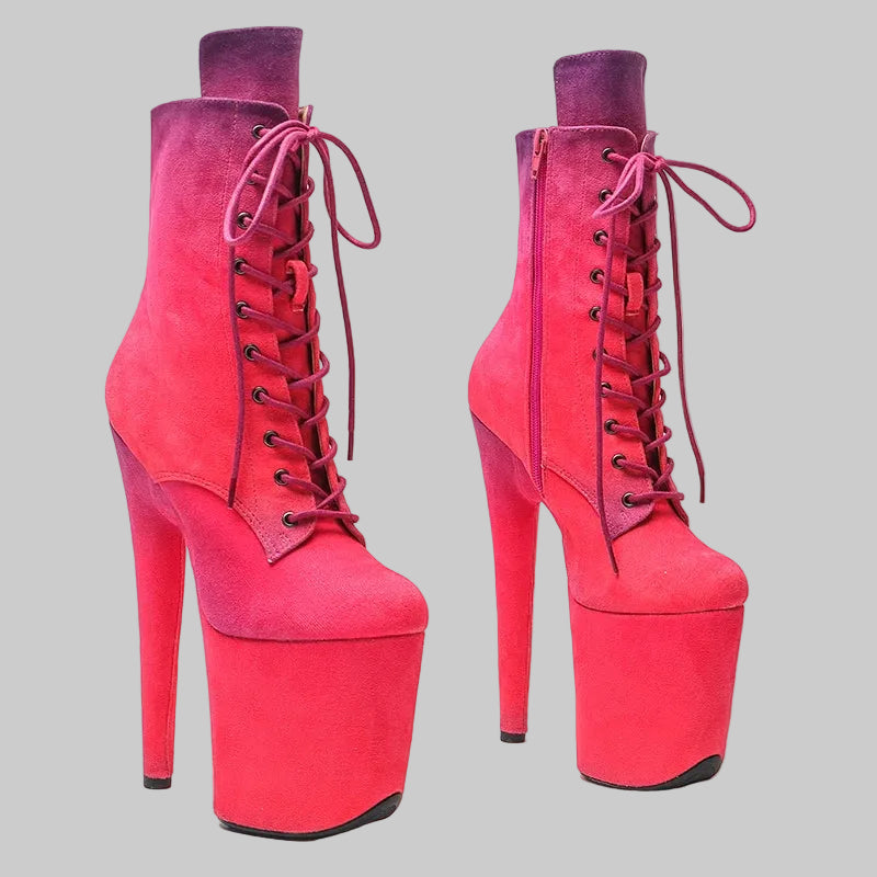 Ombre Suede 8-Inch Platform Pole Dance Ankle Boots