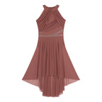 Lyrical Dance Dress | Rhinestone Asymmetric Mesh