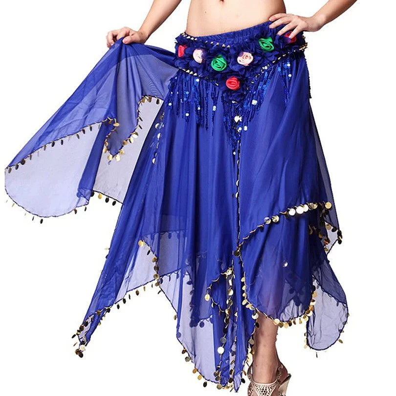Belly Dance Chiffon Skirt | Sequin Trim | 11 Colors