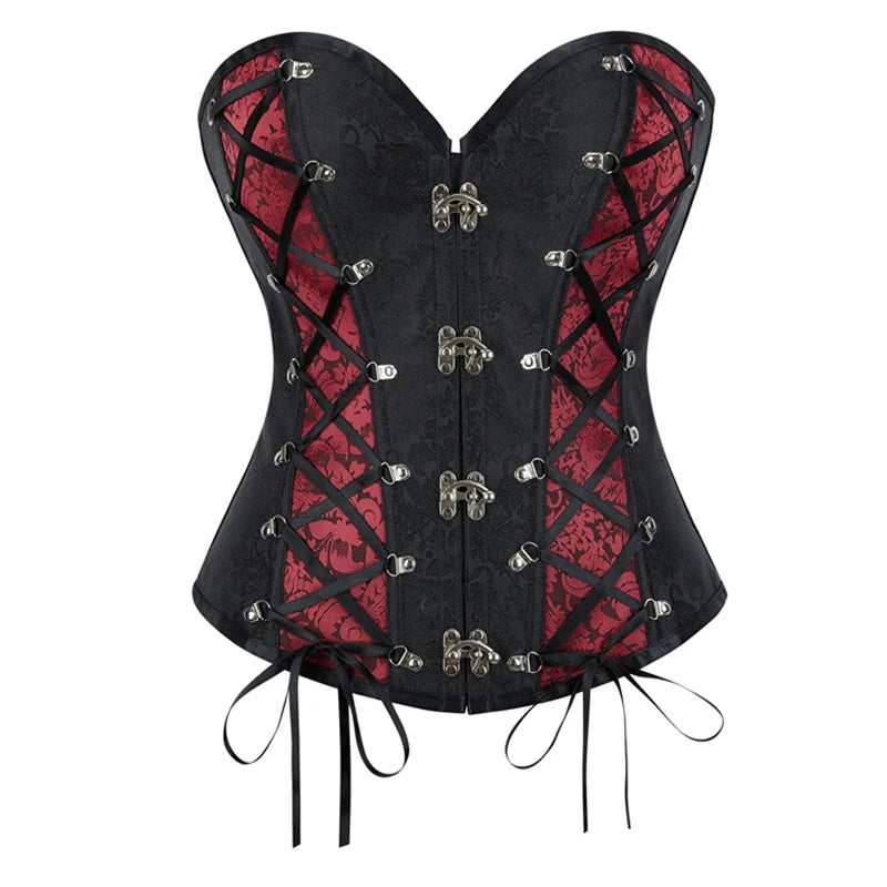 Steampunk Overbust Corset | Vintage Print | Gothic Lace-Up