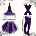 Witch Costume Set | Tutu Skirt, Hat, Stockings & Arm Warmers