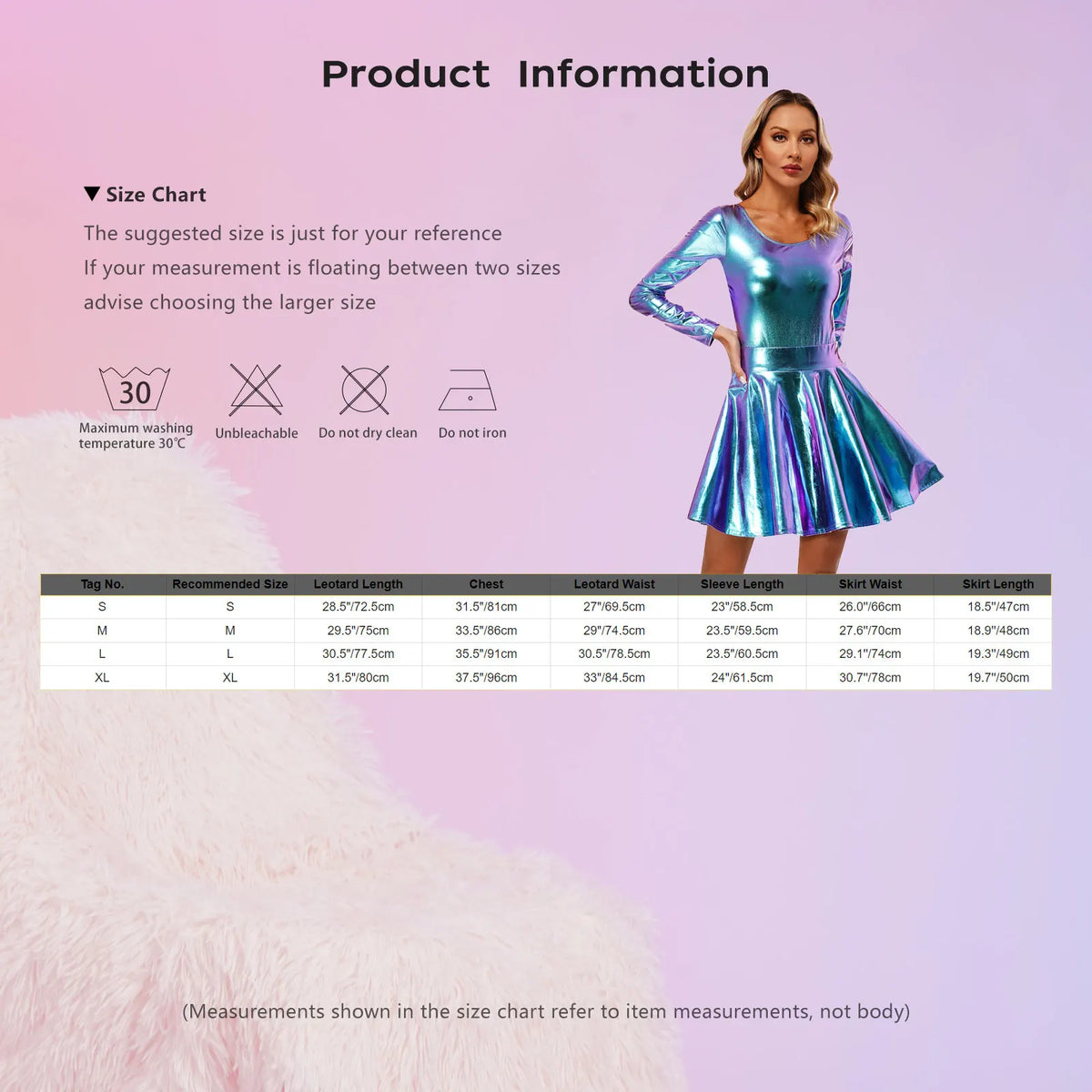 Metallic Leotard & Skirt Set | Long Sleeve