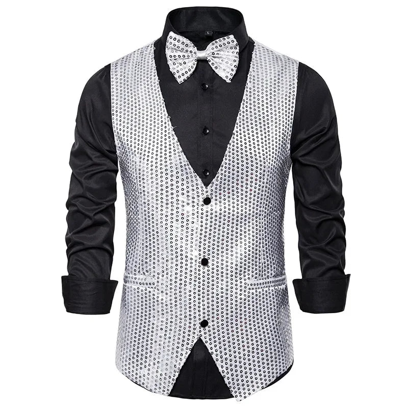 Men's Sequin Waistcoat | V-Neck