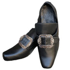 Victorian Buckle Court Shoe | Block Heel | Black, Beige, Grey & Blue