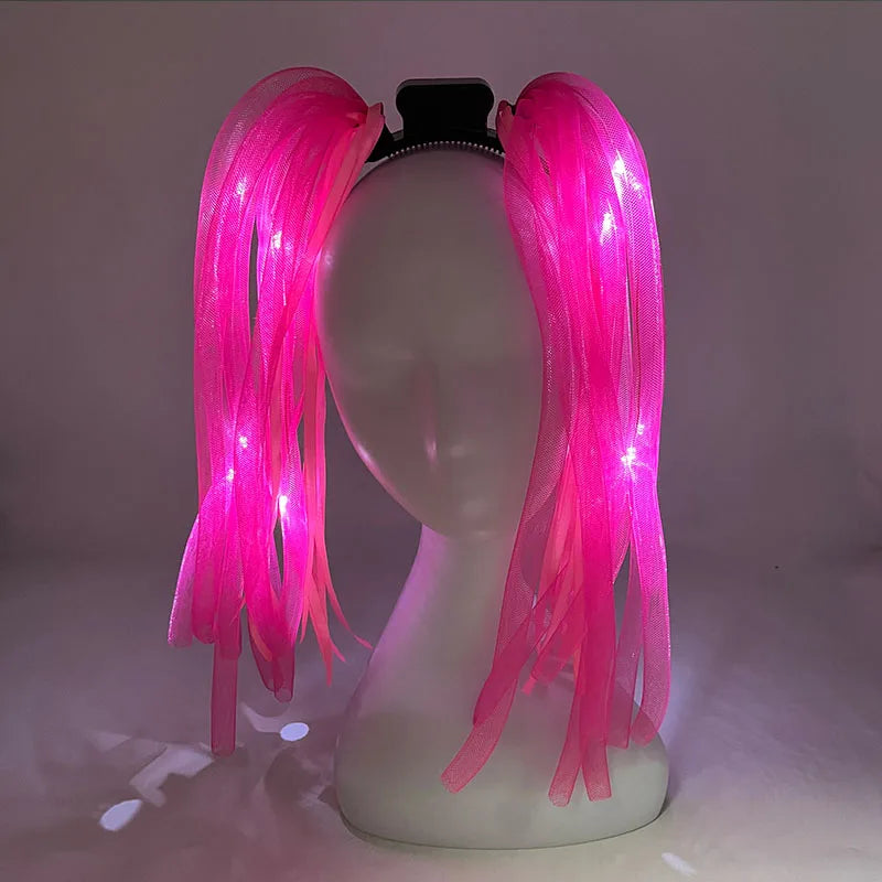 LED Light-Up Braid Pigtail Headband | Rave Festival Hair