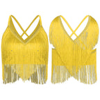 Fringe Tassel Crop Top | Crisscross Back | Latin Dance & Stage | 7 Colours