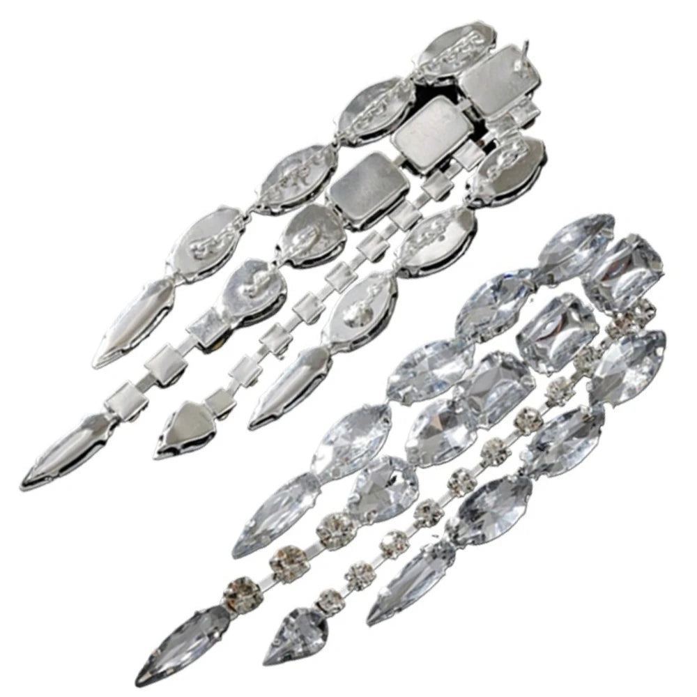 Long Rhinestone Tassel Earrings
