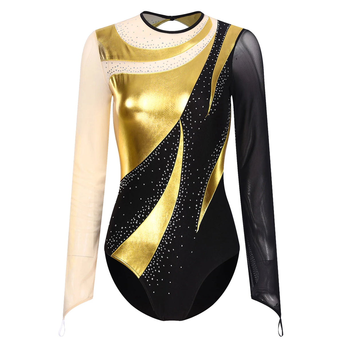 Rhinestone Dance Leotard | Long Sleeve | Mock Neck