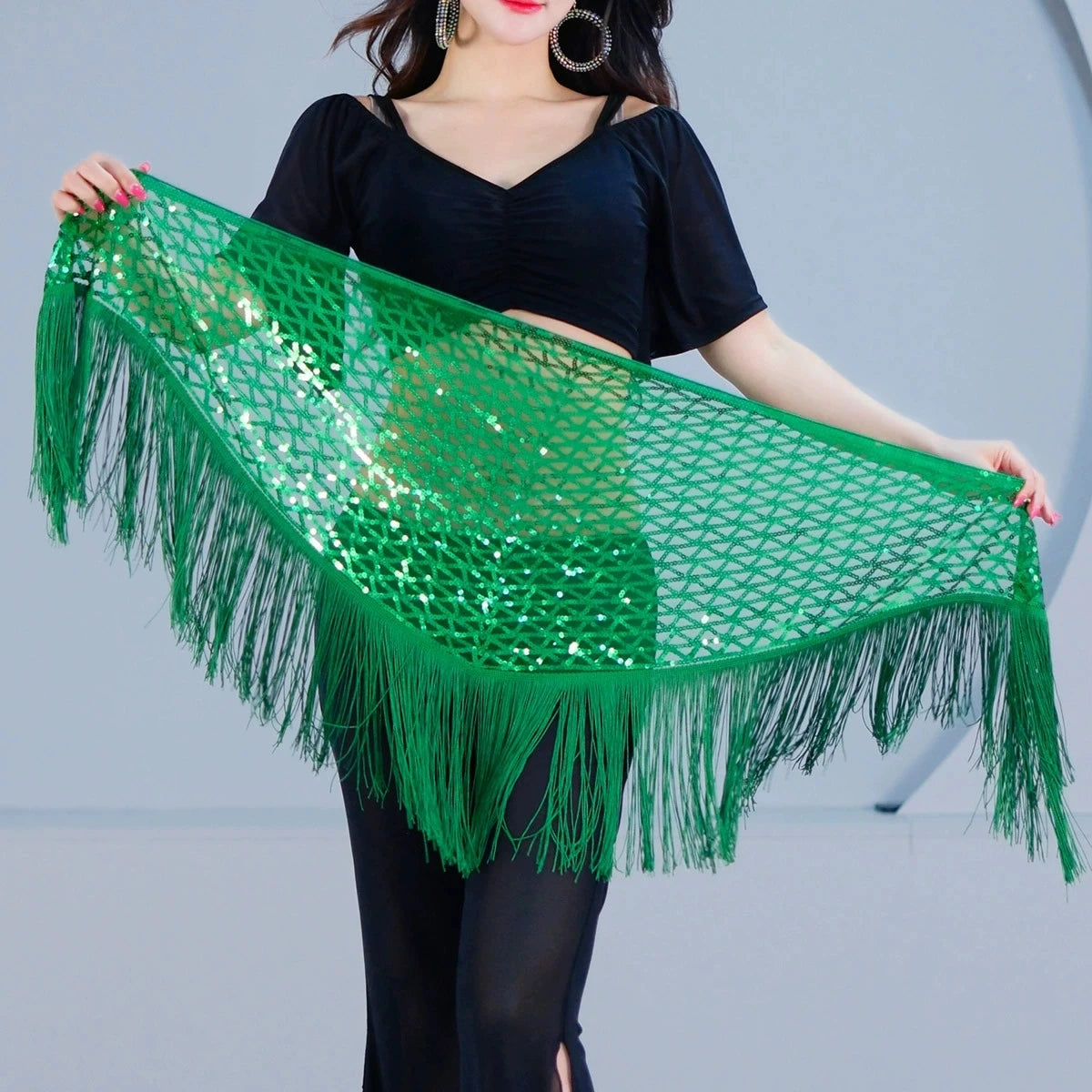 Sequin Triangle Hip Scarf | Fringe Belt | 8 Colors