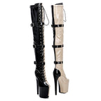 8-Inch Belt-Style Thigh-High Boots - Platform Dance Boots