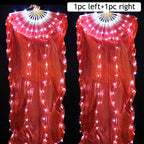 LED Belly Dance Fans - 1.5M Lace Performance Fans with Lights (Pair)
