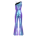 Women's Metallic Disco Jumpsuit | One Shoulder | Bell Bottom
