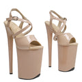 23cm Patent Platform Sandals - Open Toe Dance Heels