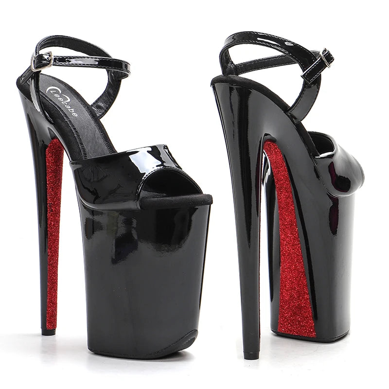 23CM Patent Glitter Platform Pole Dance Heels - 9 Inch High Heel Performance Sandals