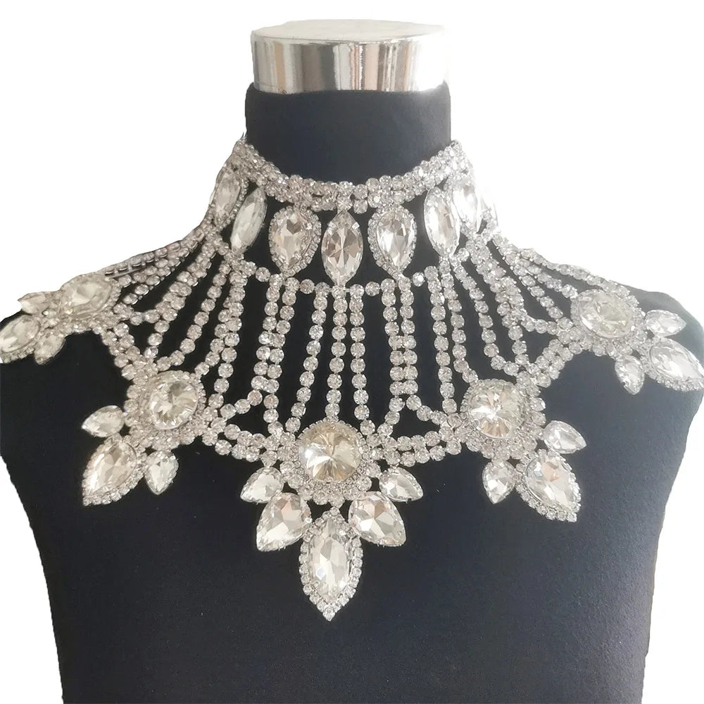Rhinestone Choker Shoulder Necklace | Crystal Statement