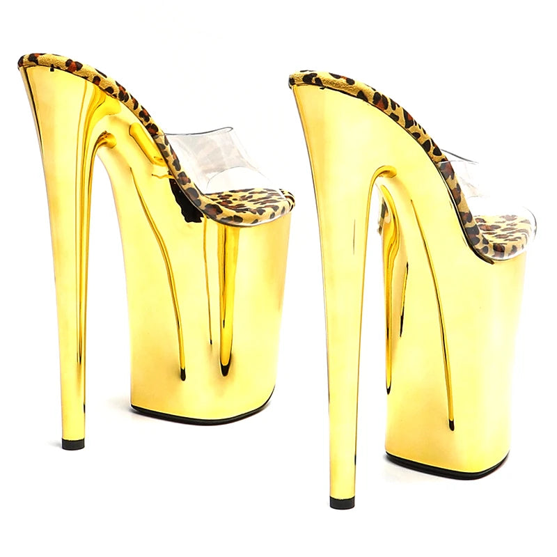 Clear Platform Open-Toe Slipper Heels - 9 Inch Pole Dance Sandals