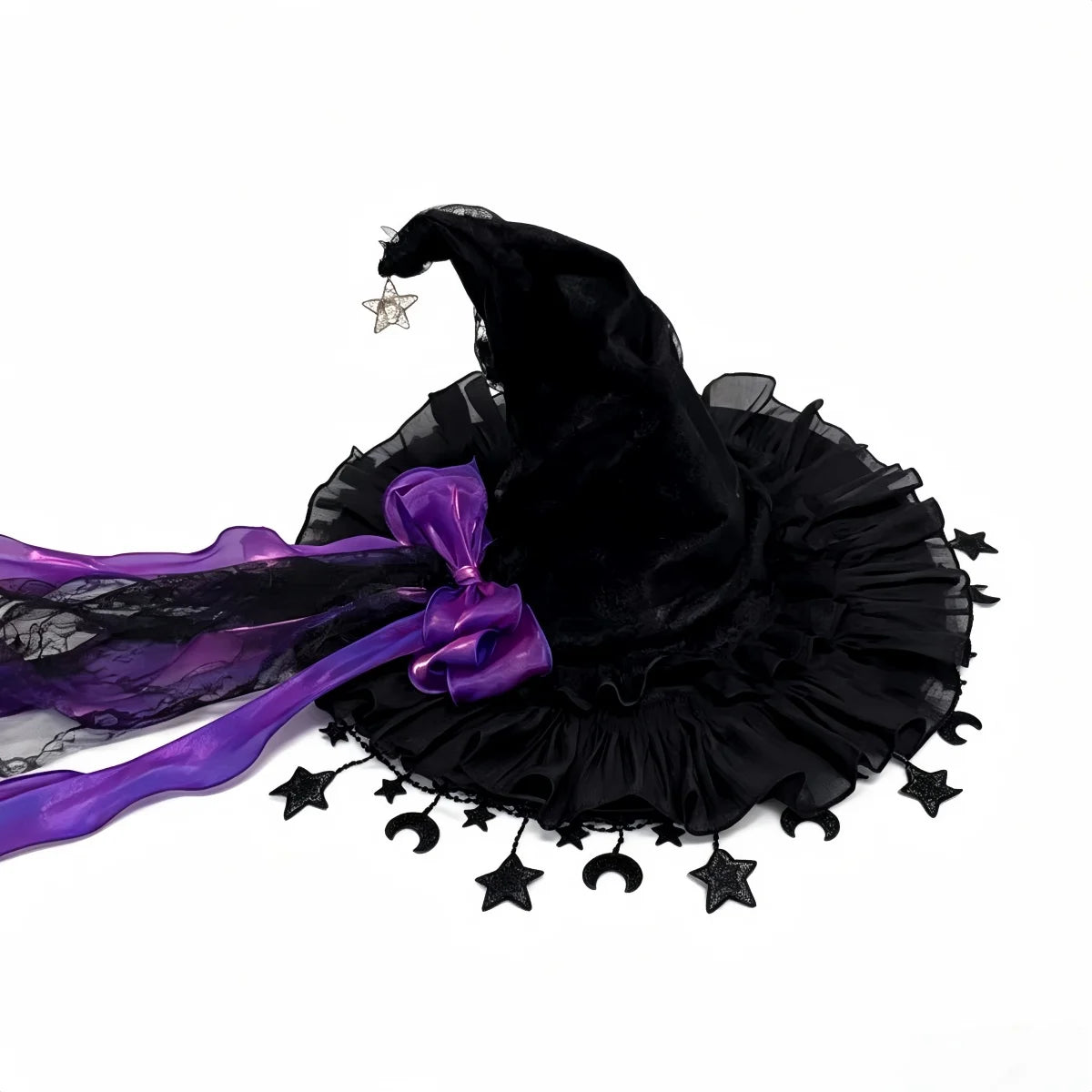 Gothic Witch Hat | Velvet, Lace & Satin Ribbon