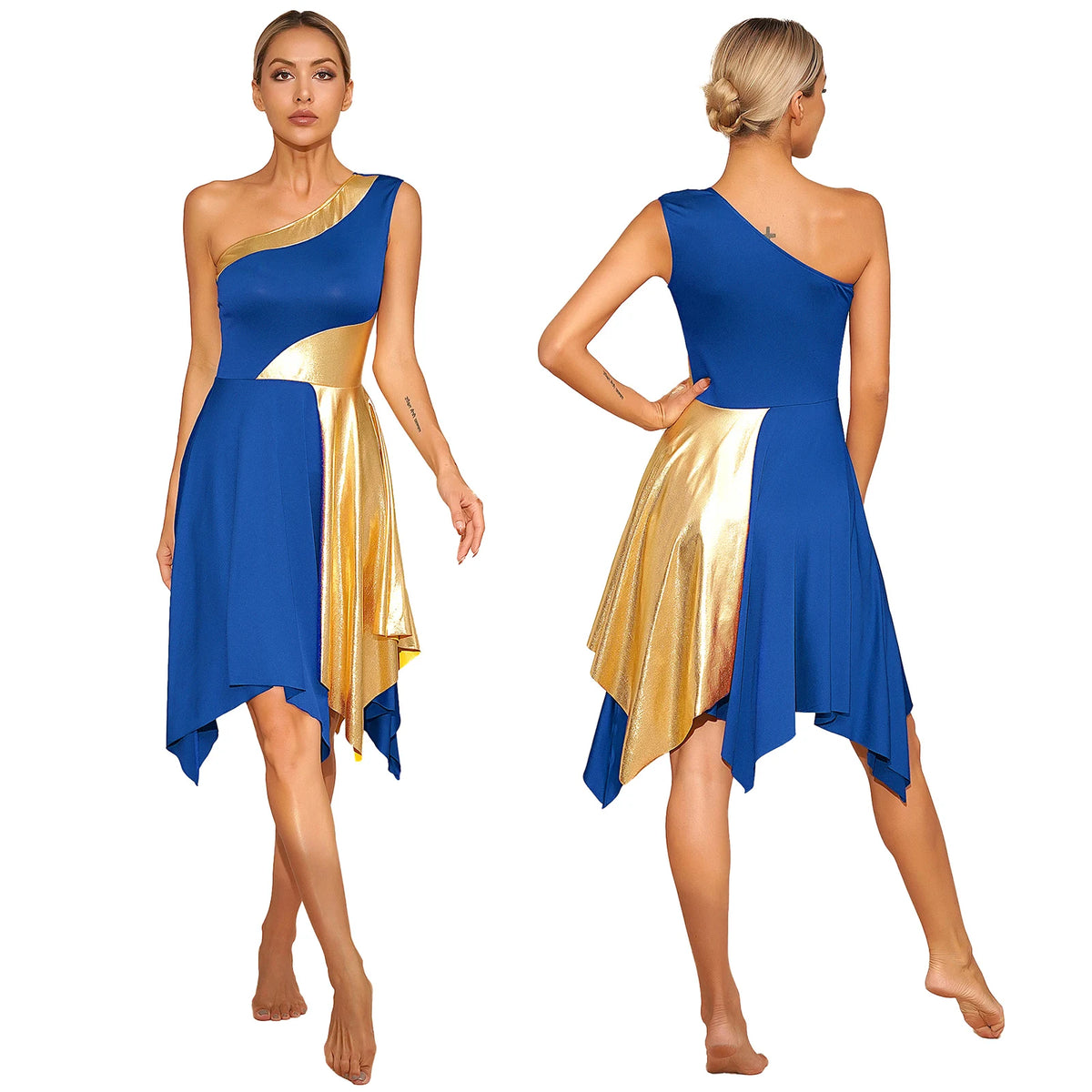 Radiance Metallic One-Shoulder Dance Dress