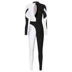 Women's Colorblock Rhinestone Unitard | Mock Neck | Open Back | 5 Colors | S–XXL