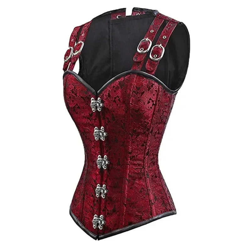 Steampunk Gothic Overbust Corset | Steel Boned Jacquard | S–XXL