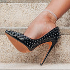 Rivet & Gemstone Pumps | Spike Bling Heels | 12cm
