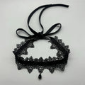 Lace Choker | Velvet Bow & Drop Pendant | Gothic