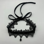 Lace Choker | Velvet Bow & Drop Pendant | Gothic